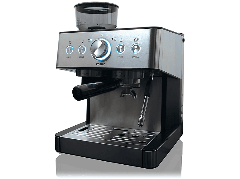 Macchina per caffè Espresso KOENIC KEM 21524 M, Compatibile con Caffè in grani e Macinato, 1650 W, 15 bar, Serbatoio acqua 2.3 L