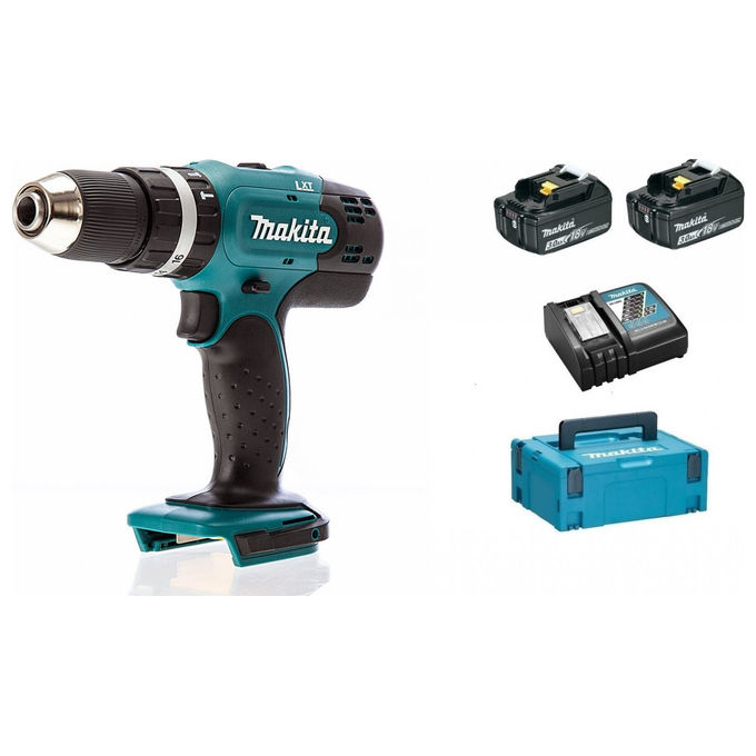 Makita 0088381811927 Trapano Avvitatore a Percussione 18V 3Ah 2 Batterie Valigetta Makpac