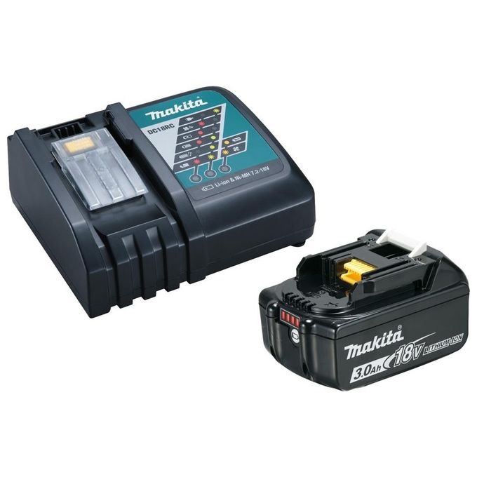 Makita 191A24-4 Kit Energia Batteria BL1830 LXT 18V 3.0Ah Li-ion e Caricabatterie Rapido DC18RC colore Nero Blu Makita 191A24-4 Kit Energia Batteria BL1830 LXT 18V 3.0Ah Li-ion e Caricabatterie Rapido DC18RC colore Nero Blu