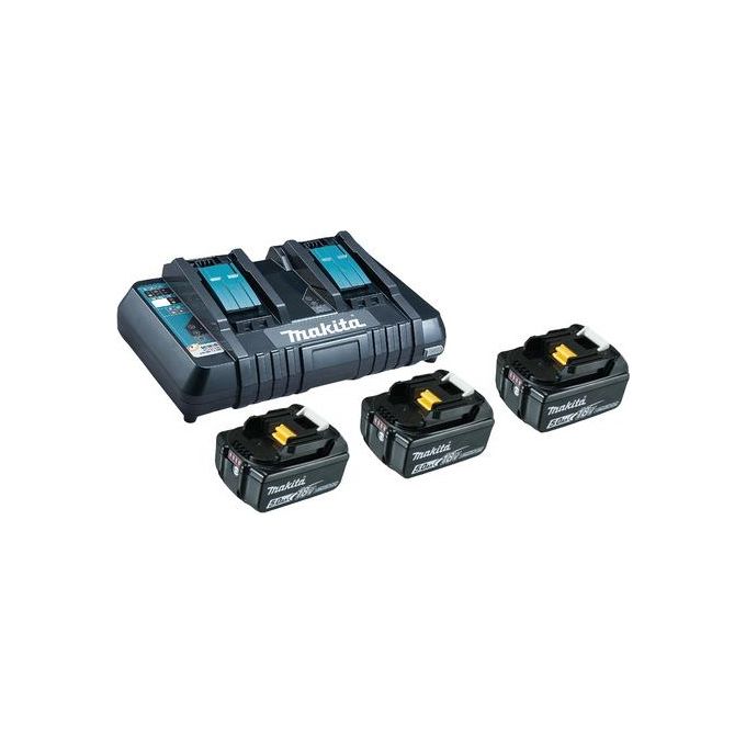 Makita 198458-6 Power Source Kit 3 batterie 18 V 5,0 Ah e caricabatterie doppio rapido DC18RD colore Nero Makita 198458-6 Power Source Kit 3 batterie 18 V 5,0 Ah e caricabatterie doppio rapido DC18RD colore Nero
