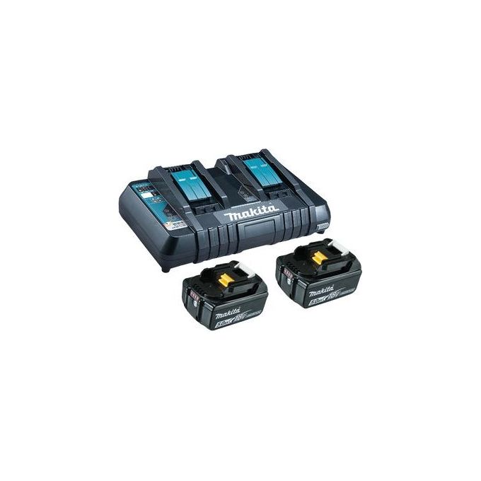 Makita 199482-2 Power Source Kit Set batteria e caricabatterie 2x 5,0 Ah 18 V con caricabatterie doppio rapido DC18RD colore Nero Makita 199482-2 Power Source Kit Set batteria e caricabatterie 2x 5,0 Ah 18 V con caricabatterie doppio rapido DC18RD colore Nero