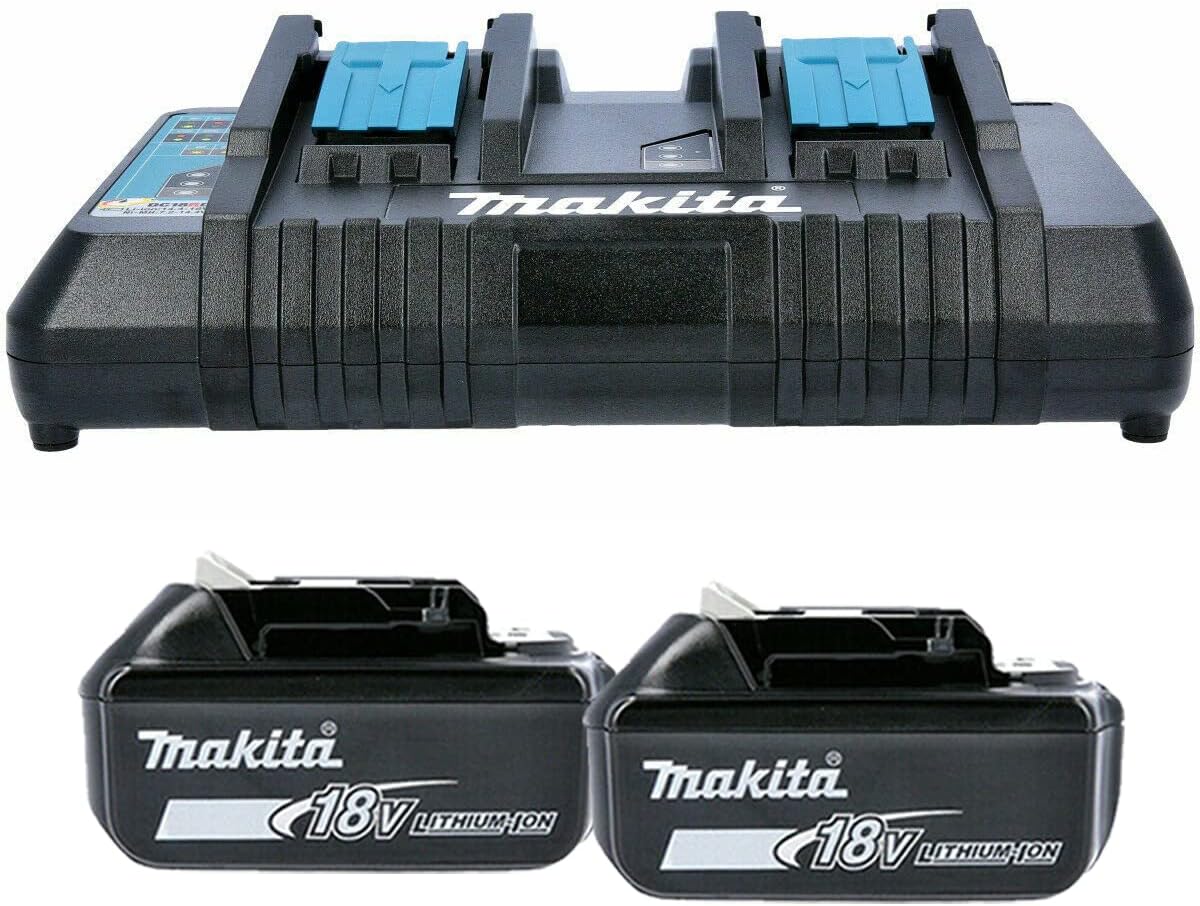 Makita - 2 Batterie Bl1850 18 V Lxt 5 Ah Agli Ioni Di Litio, Con Due Caricabatterie Dc18rd