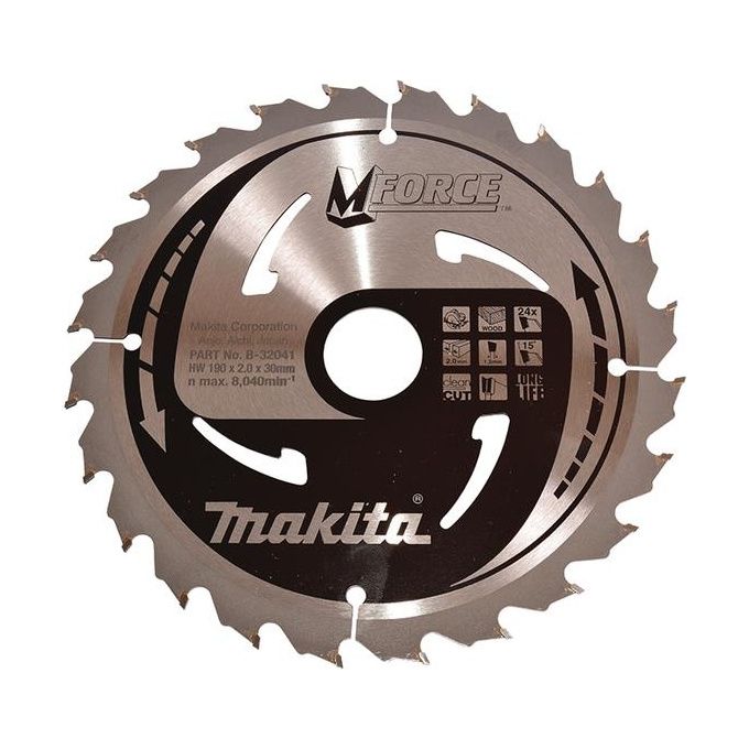 Makita B-32041 M-FORCE Lama per Sega Circolare 190 mm 30 mm 24 denti 1,2 mm HM per Legno Makita B-32041 M-FORCE Lama per Sega Circolare 190 mm 30 mm 24 denti 1,2 mm HM per Legno