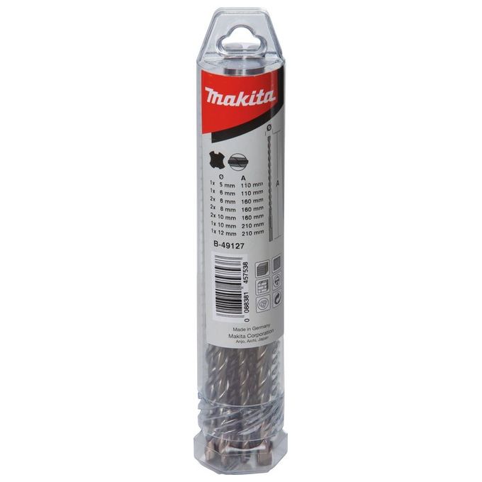 Makita B-49127 SDS-Plus Set Punte per Trapano V-Plus 10 Pezzi per Calcestruzzo e Muratura Ø 5 6 8 10 12 mm Makita B-49127 SDS-Plus Set Punte per Trapano V-Plus 10 Pezzi per Calcestruzzo e Muratura Ø 5 6 8 10 12 mm
