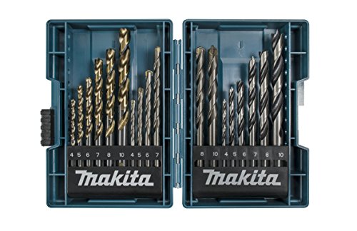 Makita B-49432 Set Di Punte Elicoidali Per Metallo Pietra E Legno 18 Pezzi Hss M-force E Carbide 4-10 Mm Colore Blu