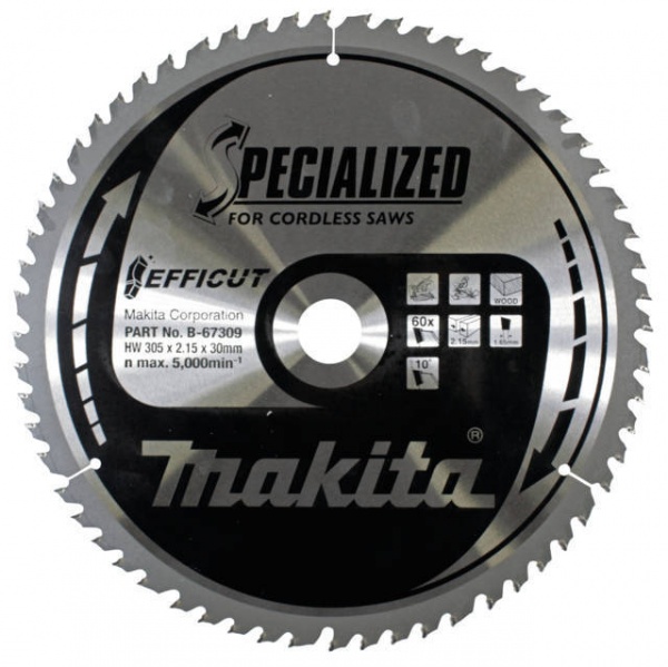 Makita - B-67309 Efficut Lama Per Troncatrice 305x30 Mm Per Legno Makita - B-67309 Efficut Lama Per Troncatrice 305x30 Mm Per Legno