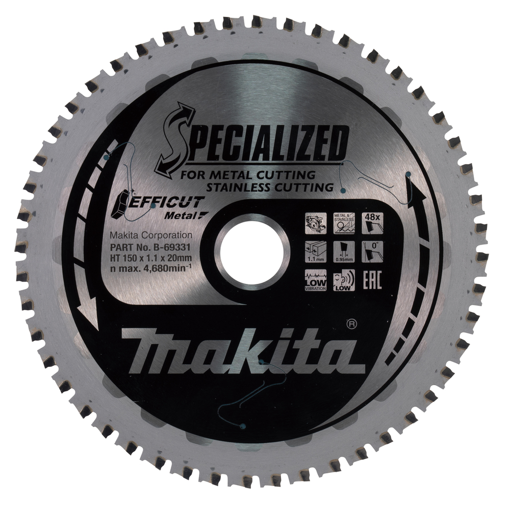 Makita B-69331 Efficut Lama Per Troncatrice 150x20 Mm Per Metallo Makita B-69331 Efficut Lama Per Troncatrice 150x20 Mm Per Metallo