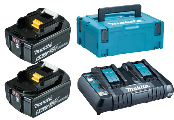 Makita - Confezione 2 Batterie Bl1860b Dc18rd Makpac 198077-8