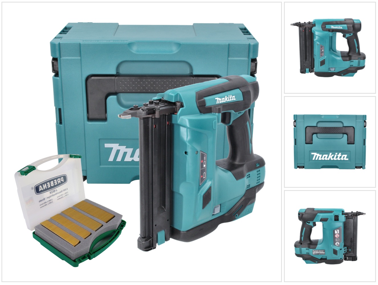 Makita - Dbn 500 Zj Chiodatrice A Batteria 18 V / 15-50 Mm / 90° In Valigetta Makpac + 8000x Chiodi J-box - Senza Batterie, Senza Caricabatterie