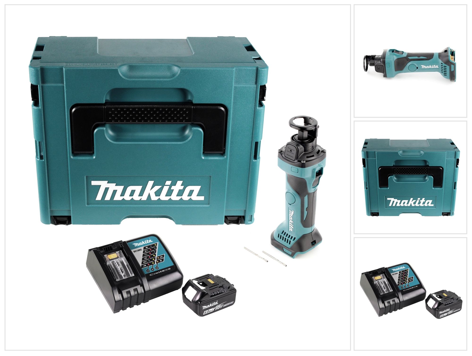 Makita Dco 180 Rg1j Fresa Rotante A Batteria 18 V 30.000 Giri/min + 1x Batteria Ricaricabile 6,0 Ah + Caricabatterie + Makpac