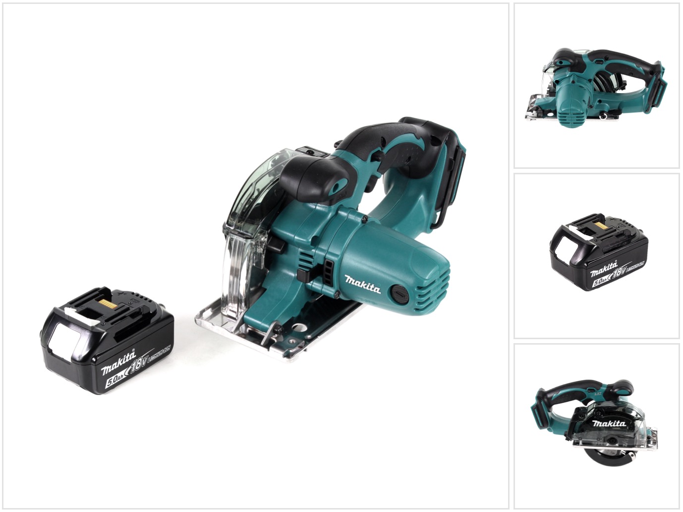Makita Dcs 552 T1 Sega Circolare Per Metallo A Batteria 18v 136 Mm + 1x Batteria 5,0 Ah + Lama Per Sega + Occhiali Protettivi - Senza Caricabatterie