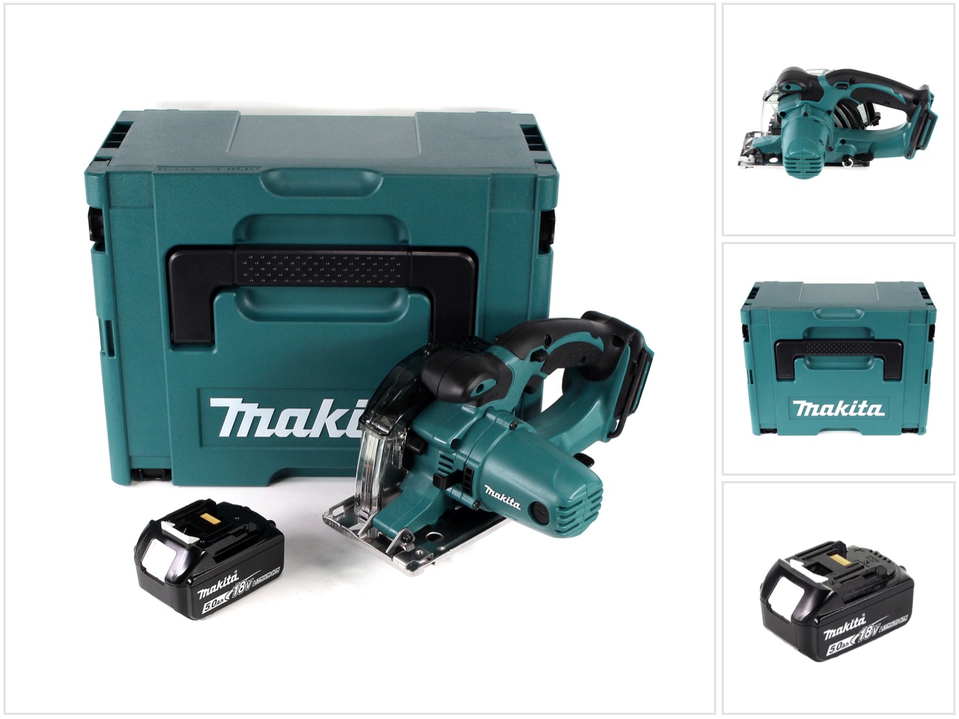 Makita Dcs 552 T1j Sega Circolare Per Metallo A Batteria 18v 136 Mm In Valigetta Makpac + 1x Batteria 5,0 Ah + Lama Per Sega + Occhiali Protettivi - Senza Caricabatterie