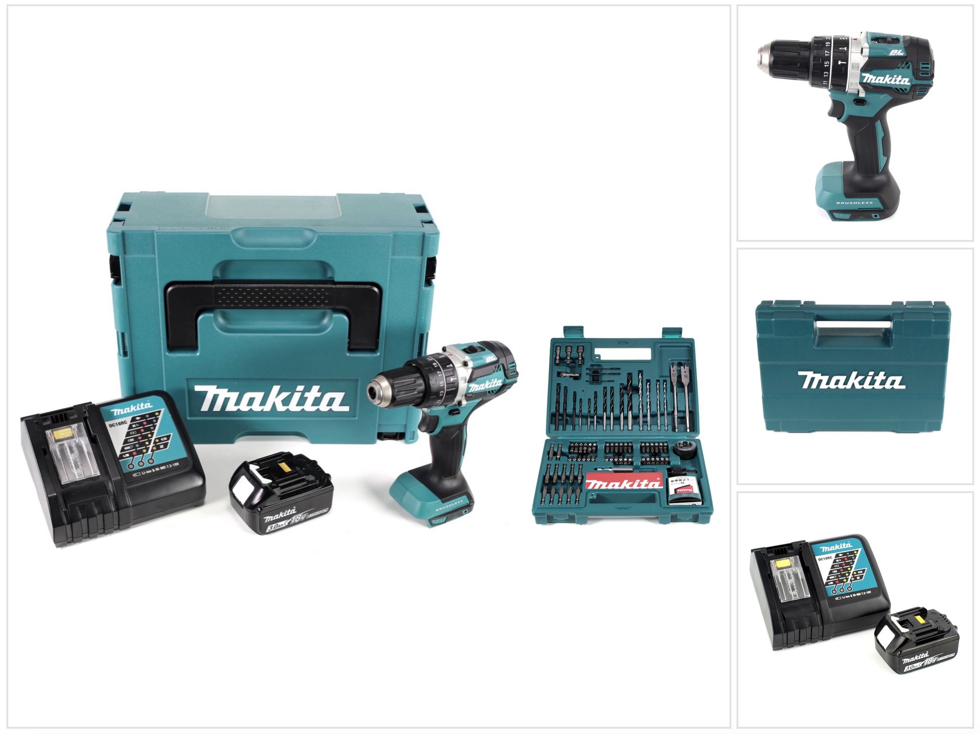 Makita Dhp 484 Rf1j Trapano Avvitatore Con Percussione A Batteria 18v In Valigetta Makpac + 1x Batteria Bl 1830 3,0 Ah + Caricabatterie Dc18rc + 1x Set Makita B-53811 Di 100 Punte Per Trapano Makita Dhp 484 Rf1j Trapano Avvitatore Con Percussione A Batteria 18v In Valigetta Makpac + 1x Batteria Bl 1830 3,0 Ah + Caricabatterie Dc18rc + 1x Set Makita B-53811 Di 100 Punte Per Trapano