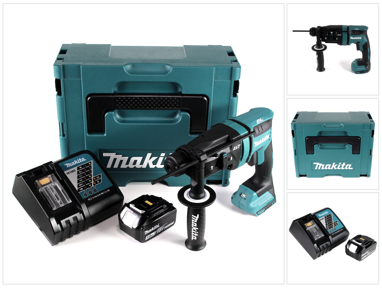 Makita Dhr 182 Rf1j Martello Perforatore A Batteria 18v 1,7j Sds Plus Brushless + 1x Batteria 3,0ah + Caricabatteria + Makpac Makita Dhr 182 Rf1j Martello Perforatore A Batteria 18v 1,7j Sds Plus Brushless + 1x Batteria 3,0ah + Caricabatteria + Makpac