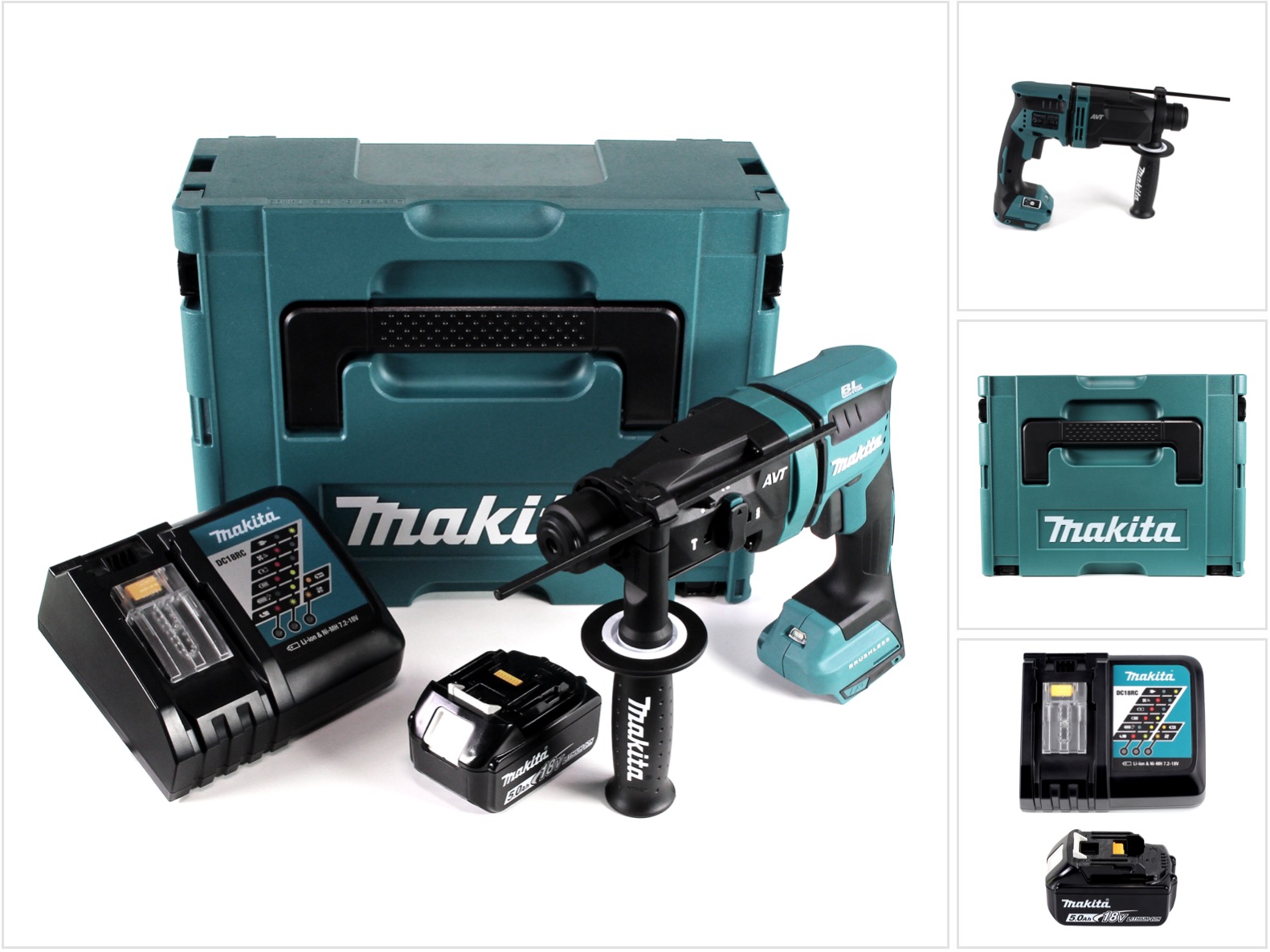 Makita Dhr 182 Rt1j Martello Perforatore A Batteria 18v 1,7j Sds Plus Brushless + 1x Batteria 5,0ah + Caricabatteria + Makpac Makita Dhr 182 Rt1j Martello Perforatore A Batteria 18v 1,7j Sds Plus Brushless + 1x Batteria 5,0ah + Caricabatteria + Makpac