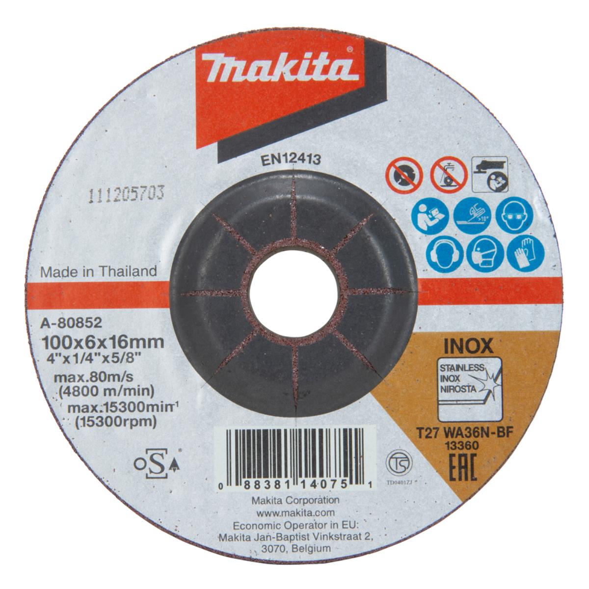 Makita Disco Abrasivo 1 Pz. - 100 Mm - 16,00 Mm - 6,0 Mm