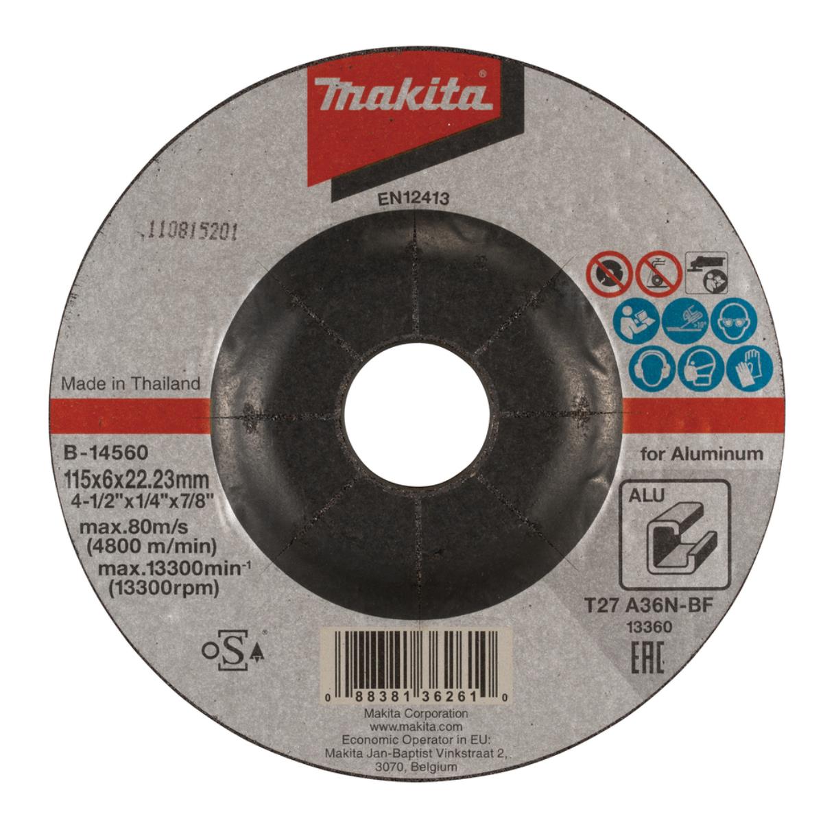 Makita Disco Abrasivo 1 Pz. - 115 Mm - 22,23 Mm - 6,0 Mm Makita Disco Abrasivo 1 Pz. - 115 Mm - 22,23 Mm - 6,0 Mm