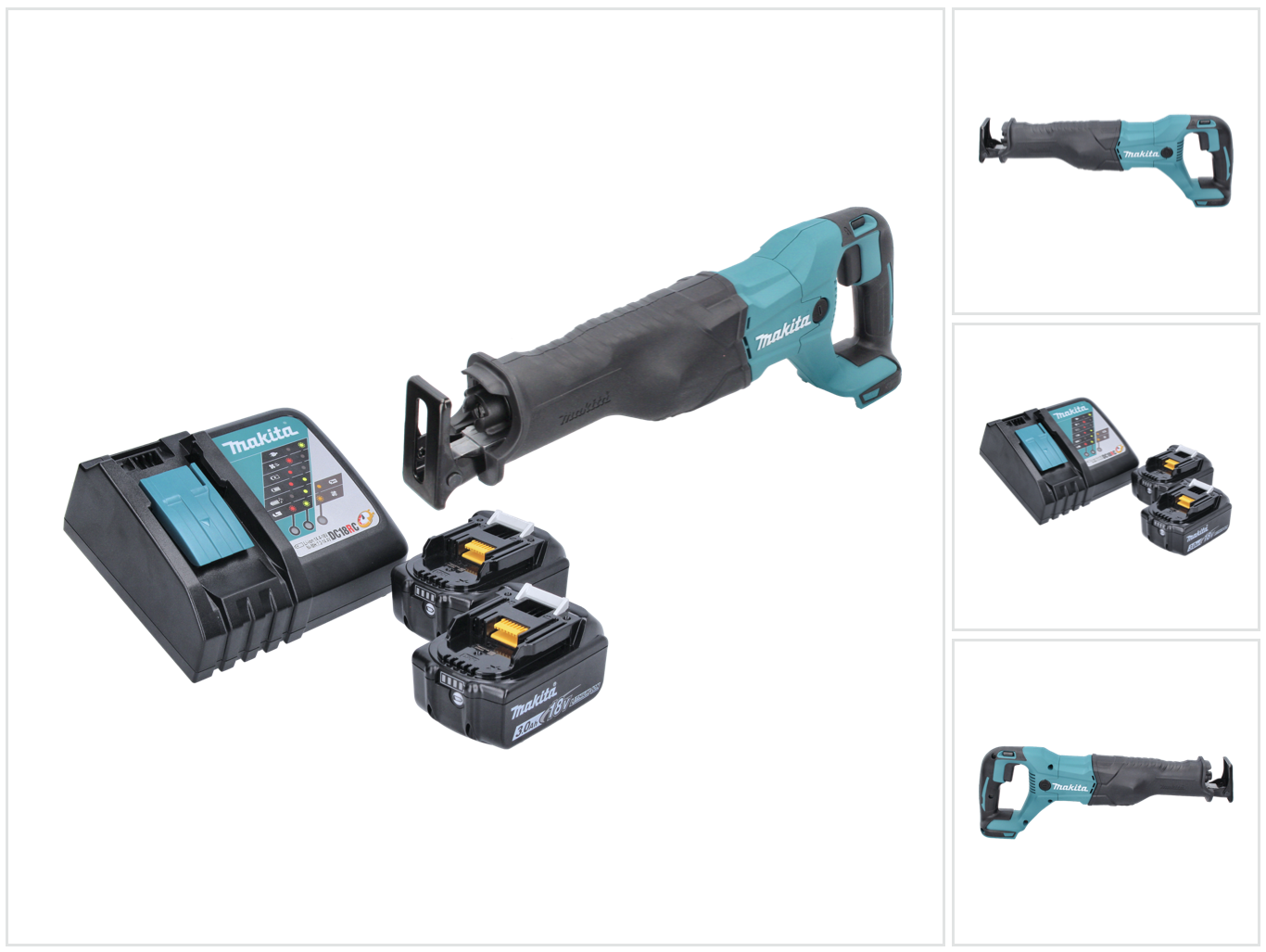 Makita - Djr 186 Rf 18 V Cordless Sabre Saw + 2x 3.0 Ah Batterie + Caricabatterie Makita - Djr 186 Rf 18 V Cordless Sabre Saw + 2x 3.0 Ah Batterie + Caricabatterie