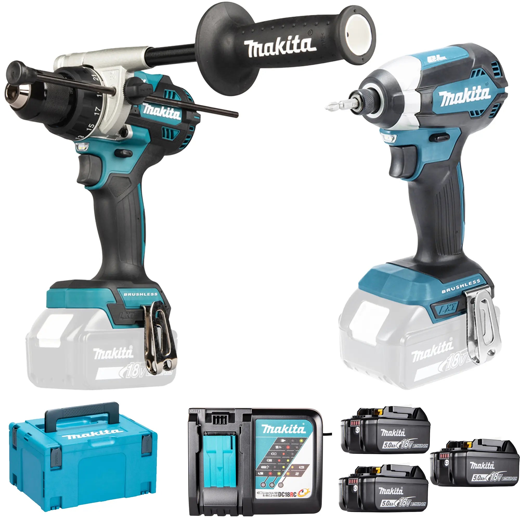 Makita Dlx2550tj Set Avvitatori A Percussione E A Impulsi 18 V A Batteria