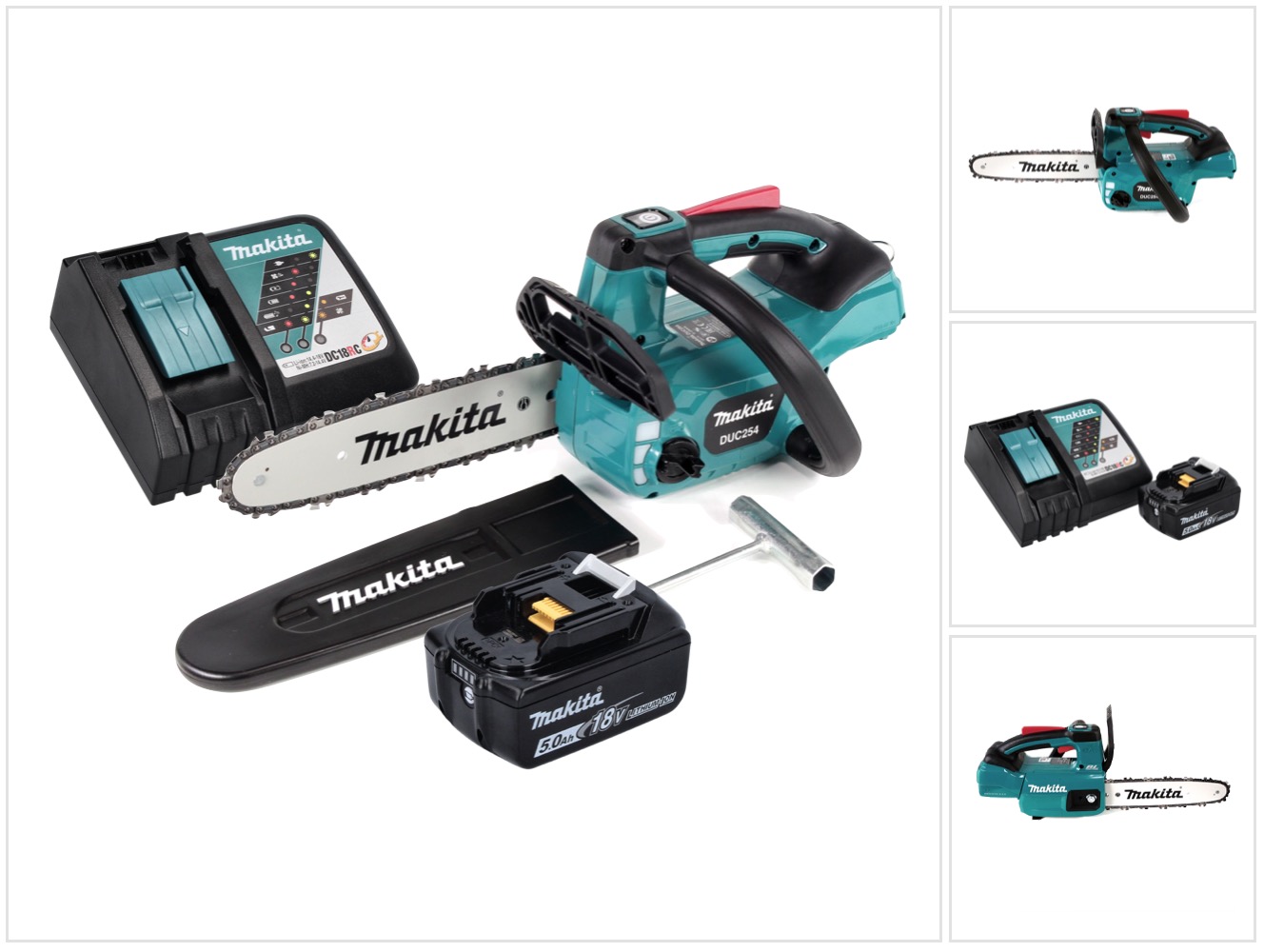 Makita Duc 254 Rt1 18 V Motosega Brushless A Batteria 25 Cm + 1x Batteria 5,0 Ah + Caricatore Rapido Dc 18 Rc Makita Duc 254 Rt1 18 V Motosega Brushless A Batteria 25 Cm + 1x Batteria 5,0 Ah + Caricatore Rapido Dc 18 Rc