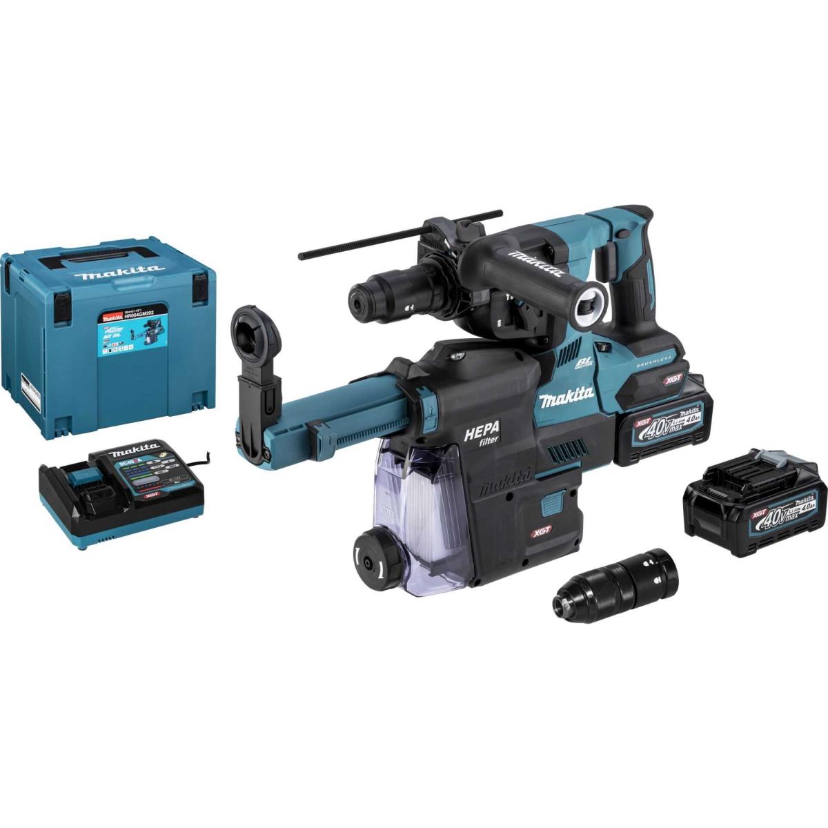 Makita Hr004gm202 Martello Combinato A Batteria Sds-plus 40v Max. / 2x 4,0 Ah Batteria + Caricabatterie Incl. Aspirazione Polvere Dx14 In Makpac Makita Hr004gm202 Martello Combinato A Batteria Sds-plus 40v Max. / 2x 4,0 Ah Batteria + Caricabatterie Incl. Aspirazione Polvere Dx14 In Makpac