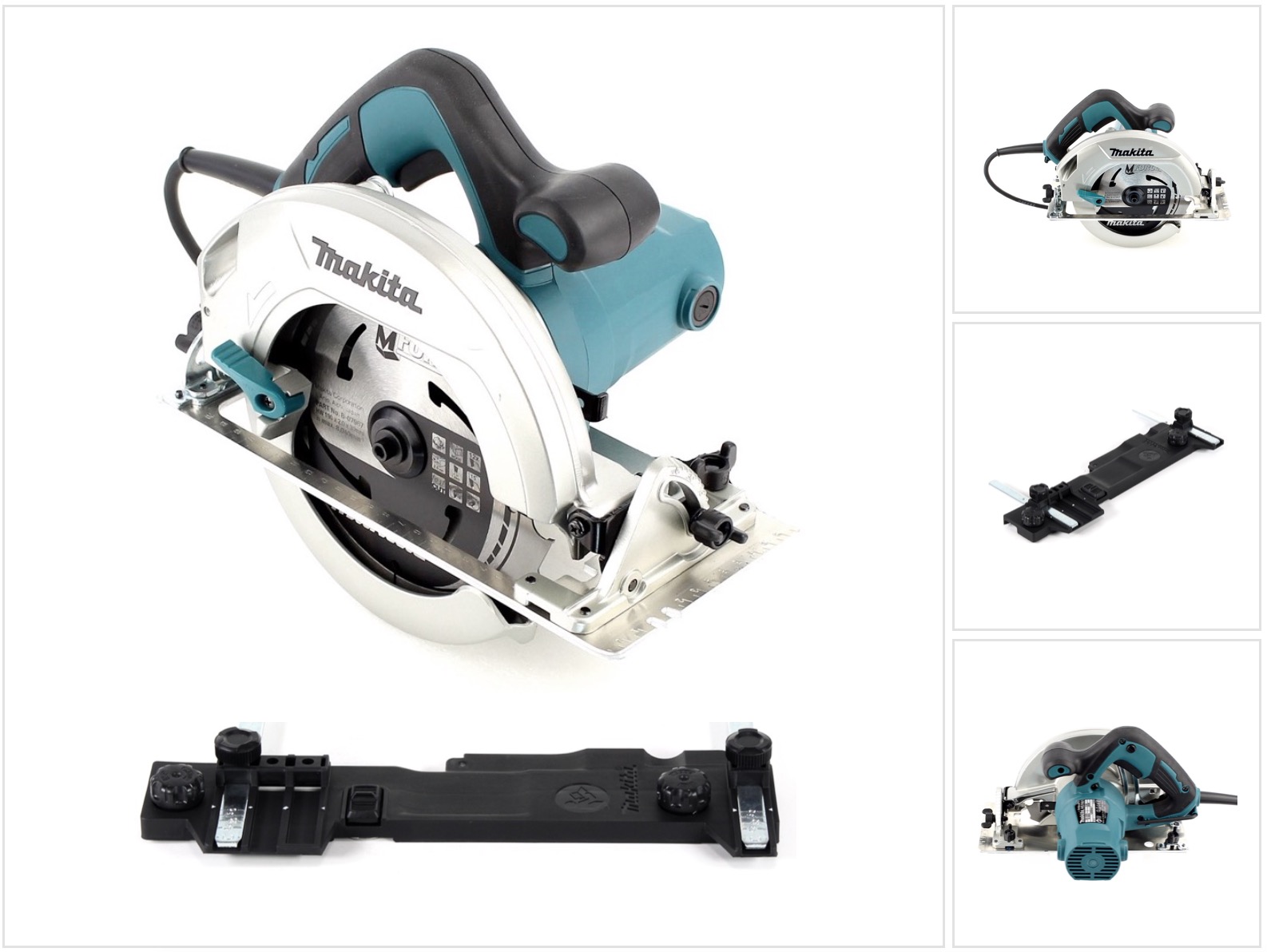 Makita Hs 7601 Sega Circolare 1200 W + Lama Per Sega Mforce Da 190 Mm + Adattatore Per Binario Di Guida Makita C