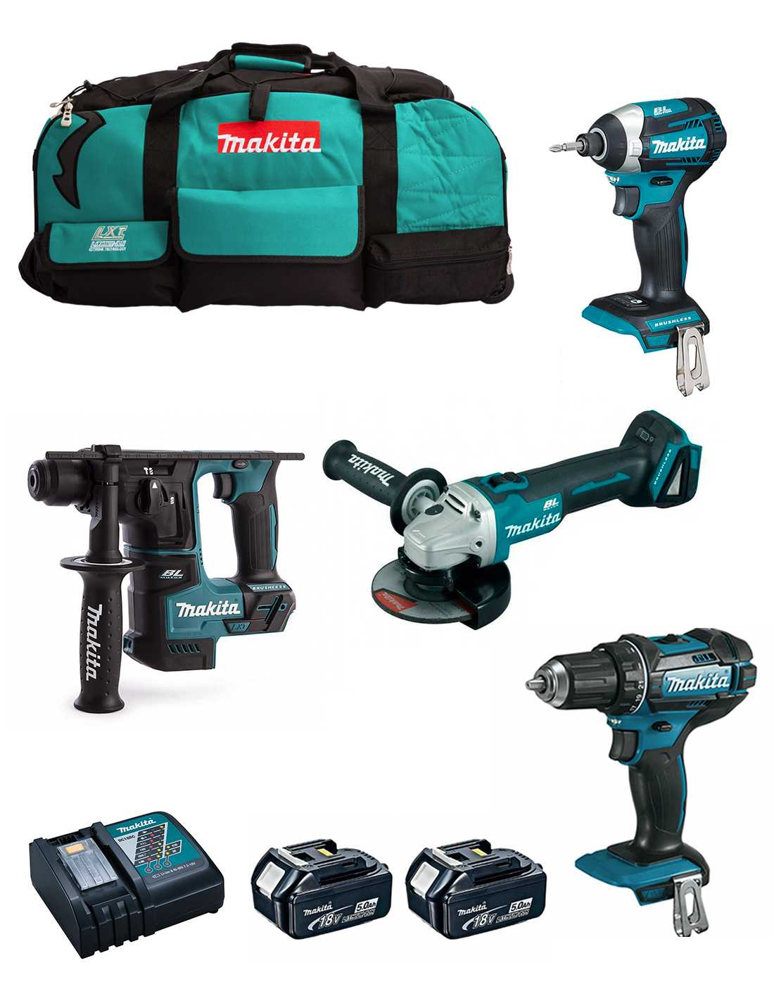 Makita - Kit 18v Msb4p2a (dhr171 + Dga504 + Ddf482 + Dtd154 + 2 X 5,0 Ah + Dc18rc + Trolley) Makita - Kit 18v Msb4p2a (dhr171 + Dga504 + Ddf482 + Dtd154 + 2 X 5,0 Ah + Dc18rc + Trolley)