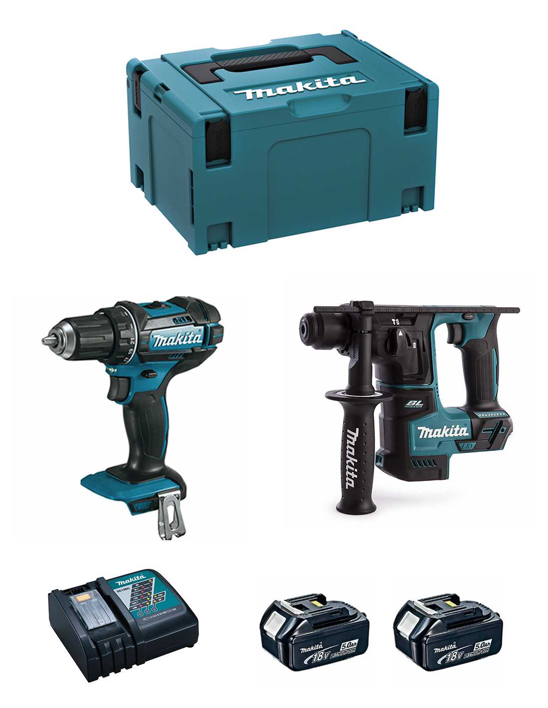 Makita - Kit 18v Msl2p2 (dhr171 + Ddf482 + 2 X 5,0 Ah + Dc18rc + Makpac 3) Makita - Kit 18v Msl2p2 (dhr171 + Ddf482 + 2 X 5,0 Ah + Dc18rc + Makpac 3)