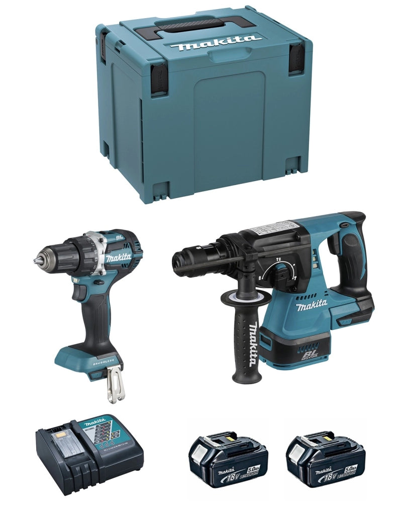 MAKITA Kit DLX2191TJ (DDF484 + DHR243 + 2 x 5,0 Ah + DC18RC + MAKPAC 4)
