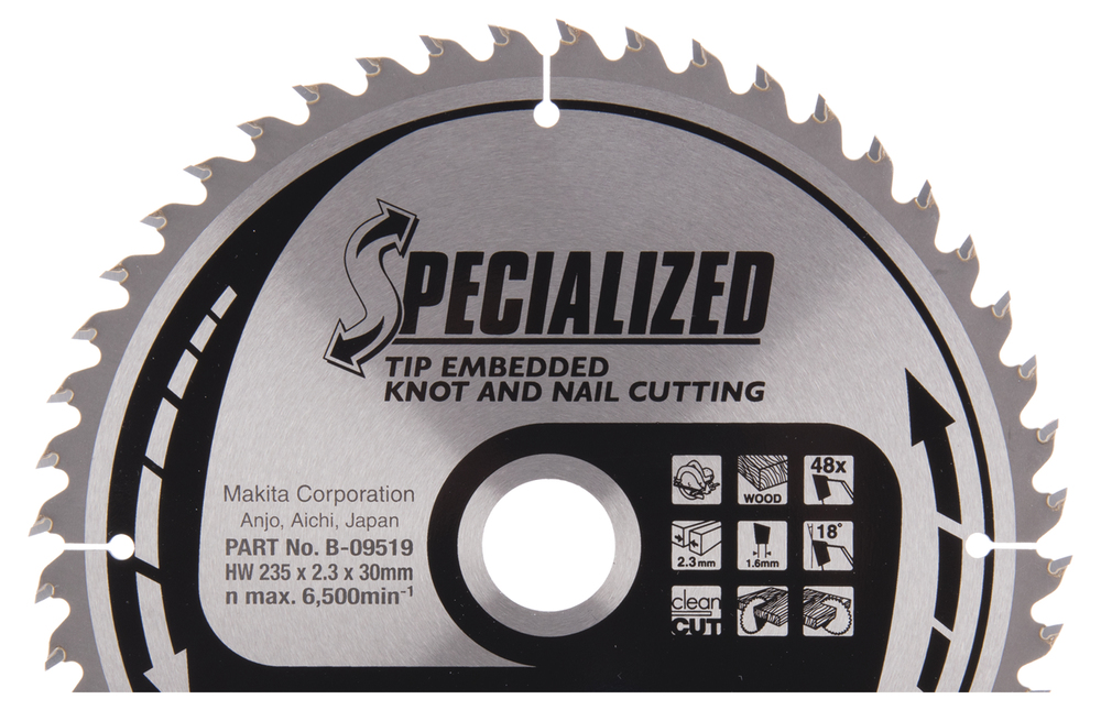 Makita - Lama Per Sega Circolare Tagliente Incassato 235 X 30 Mm - 48 Denti