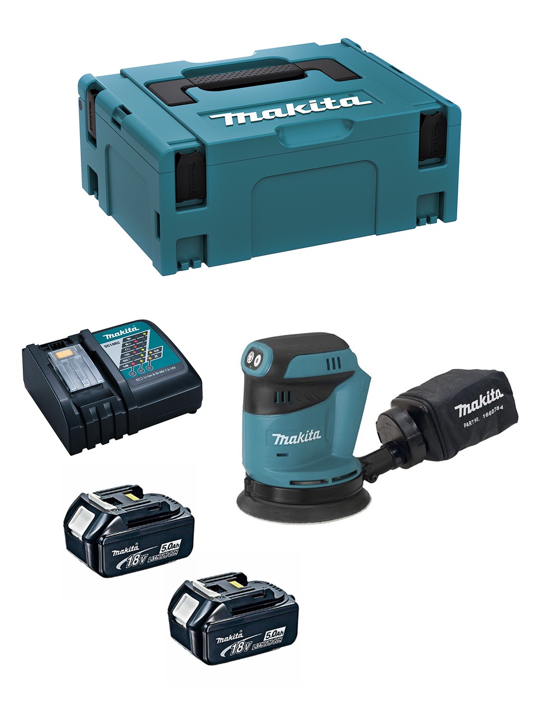 Makita - Levigatrice Orbitale Dbo180rtj (2 X 5,0 Ah + Dc18rc + Makpac 2) Makita - Levigatrice Orbitale Dbo180rtj (2 X 5,0 Ah + Dc18rc + Makpac 2)