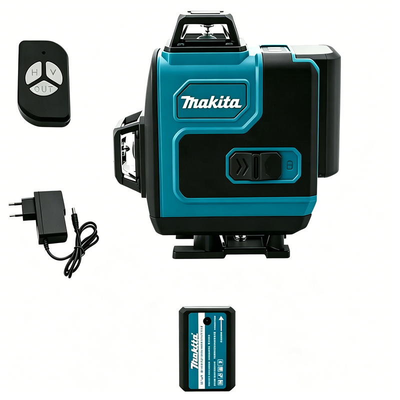 Makita - Livella Laser Verde 4d A 16 Linee - Autolivellante Fino A 25m - Precisione ± 2mm - Con Telecomando E 1 Batteria Da 5000mah - Vert 4 D