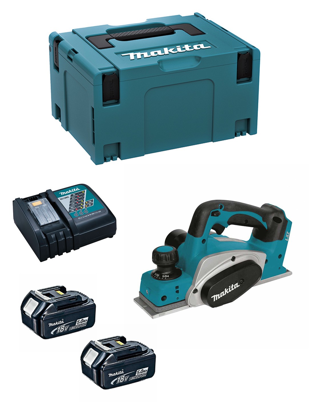 Makita - Pialla A Batteria 18v 2x5ah Li-ion 82 Mm - Dkp180rtj Makita - Pialla A Batteria 18v 2x5ah Li-ion 82 Mm - Dkp180rtj