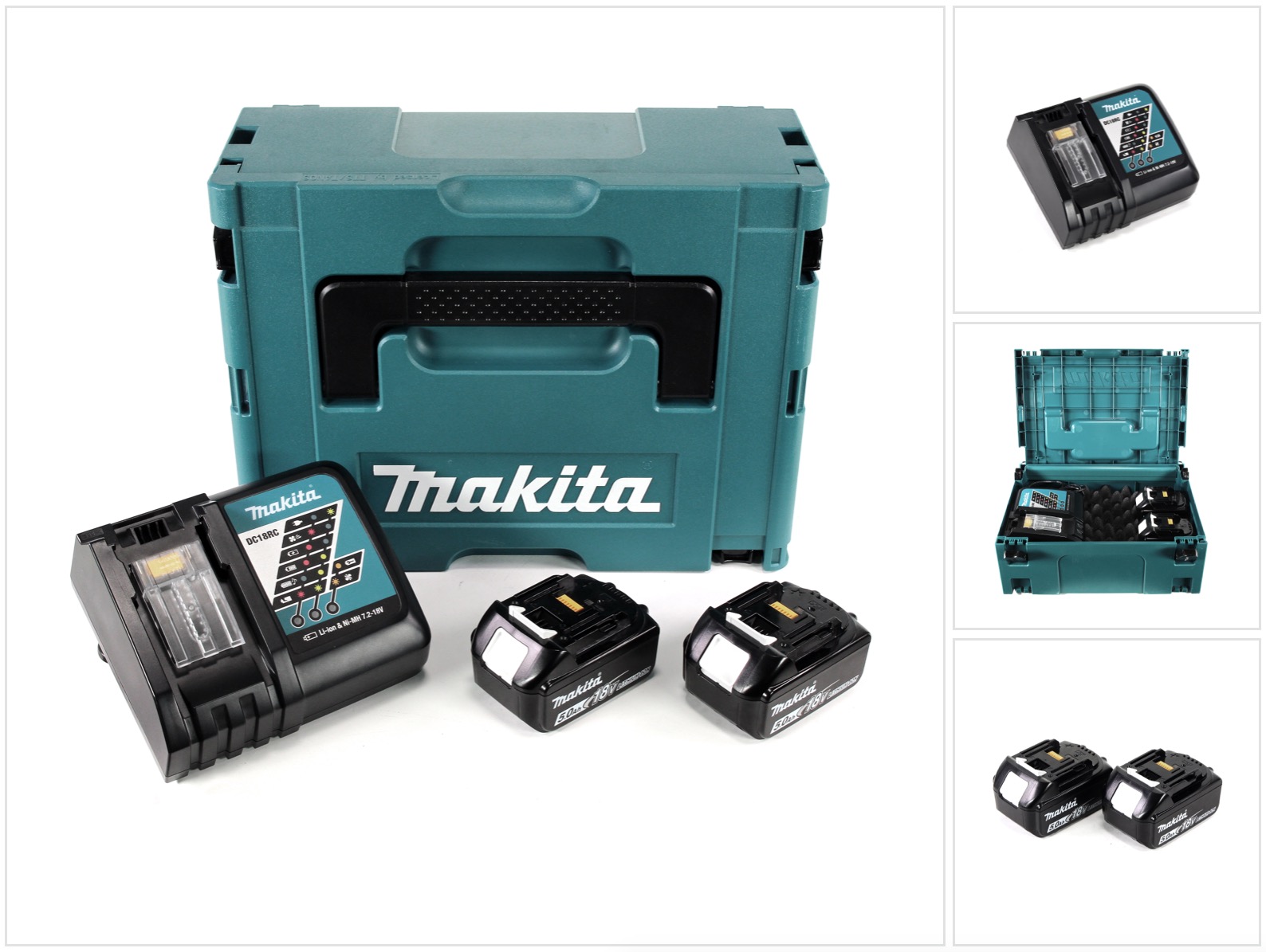 Makita - Power Source Kit 18v - 2x Batterie Bl1850b 5,0ah + Caricabatterie Doppio Dc18rc + Valigetta Makpac ( 197624-2 )