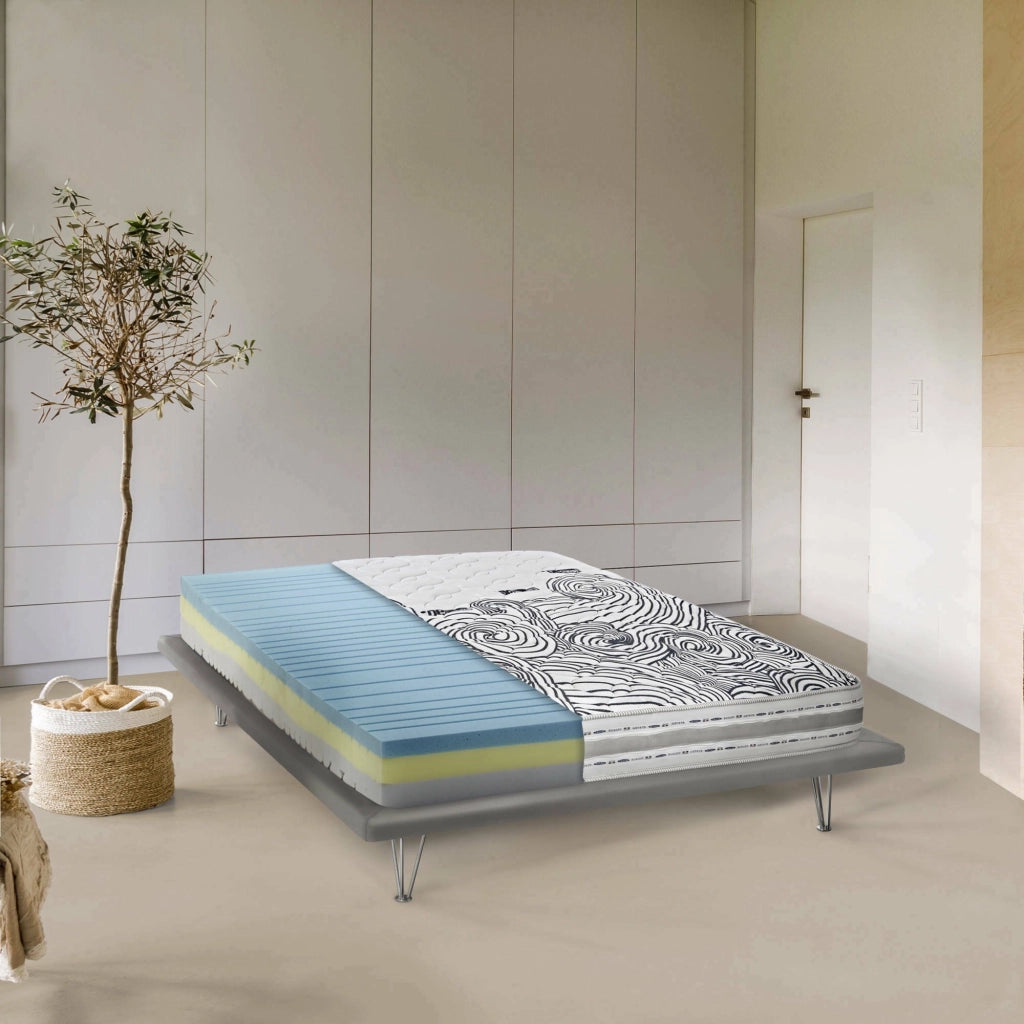 Malika, Materasso Piazza e Mezza Sfoderabile Made in Italy, 190x120x22h cm Bianco