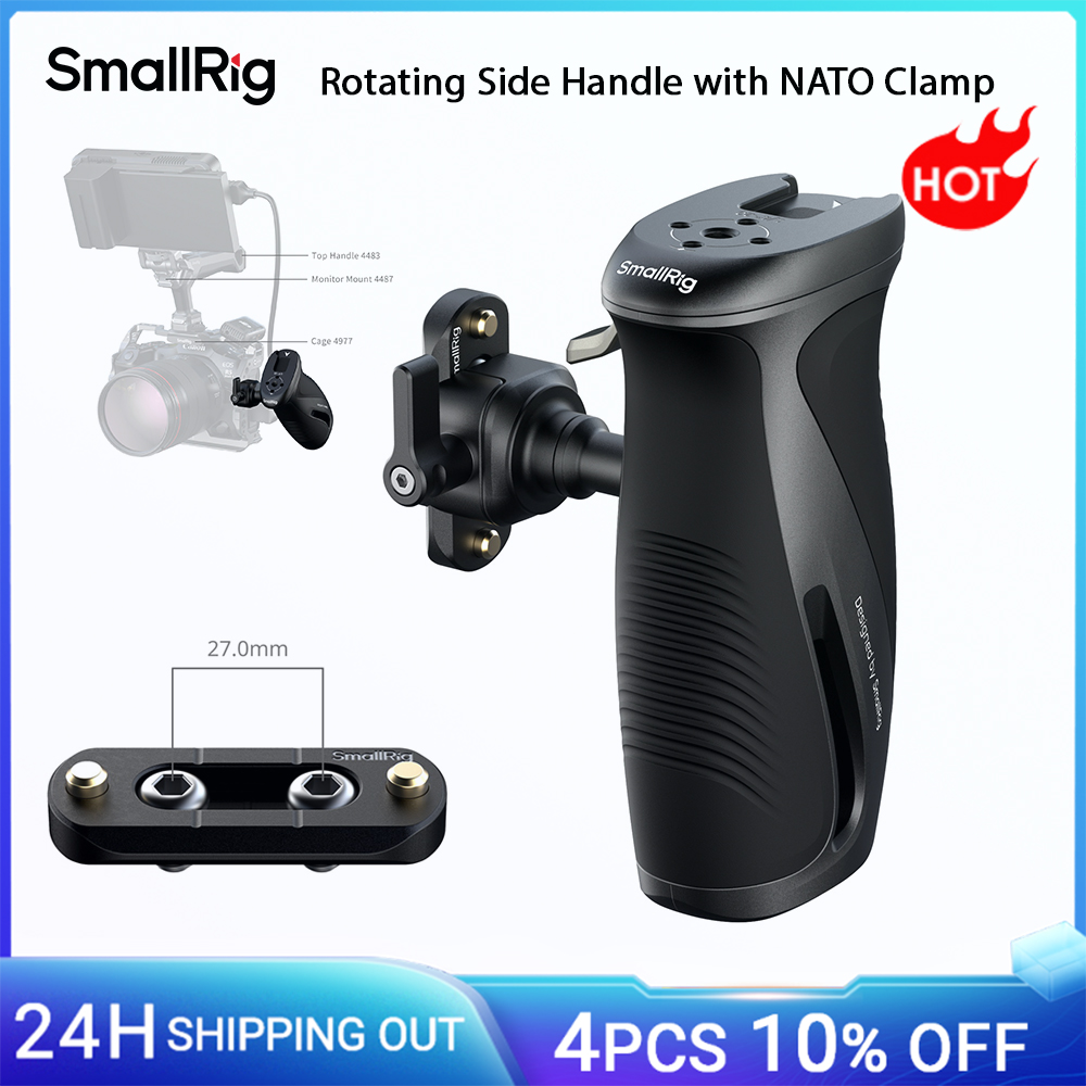 Maniglia laterale NATO rotante SmallRig con morsetto NATO, 360 ° Impugnatura di regolazione per piastre di montaggio del kit gabbia per fotocamera/monitor DLSR 5160