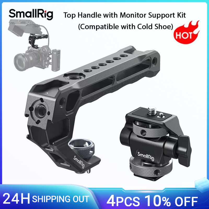 Maniglia superiore SmallRig con kit di supporto per monitor, compatibile con slitta fredda per fotocamera DSLR per microfono, luci video, monitor-5322