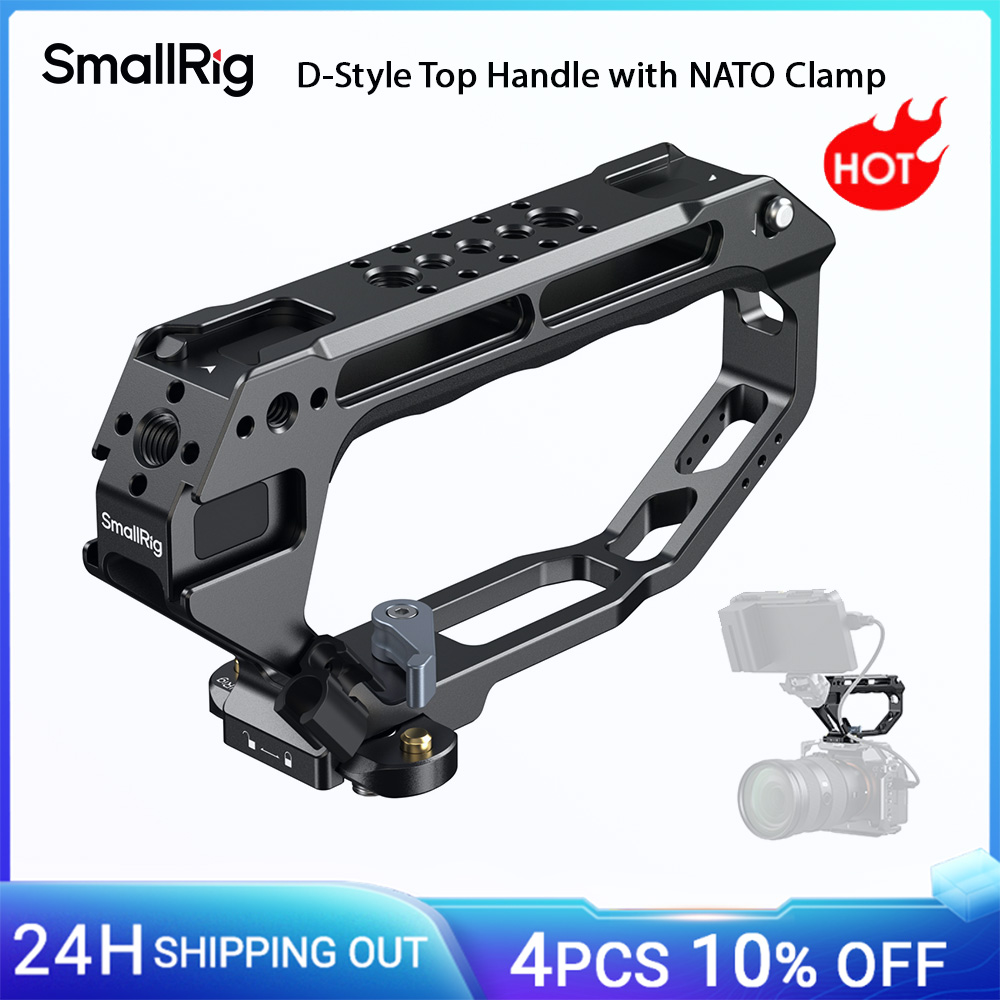 Maniglia superiore stile D SmallRig con morsetto NATO, con fori di localizzazione da 1/4"-20 pattino freddo per DSLR per SONY per gabbia per fotocamera Nikon -5661