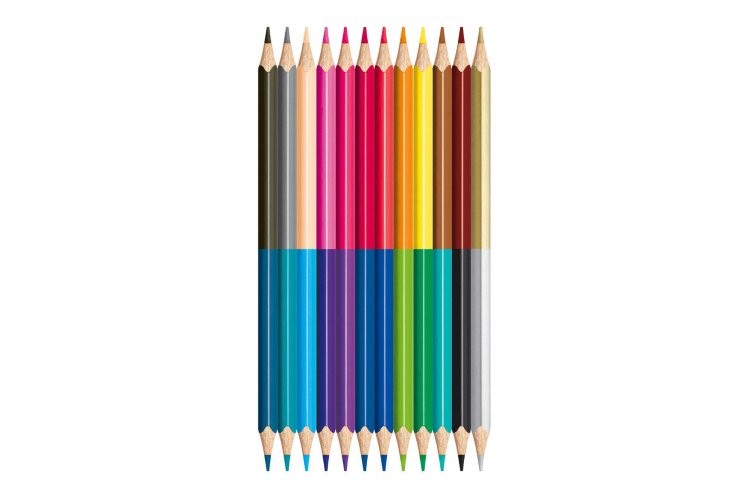 Maped Color??Peps Duo Pack de 12 Lapices Bicolores Triangulares - Doble Punta 2.9mm - Madera Certificada FSC - Colores Surtidos