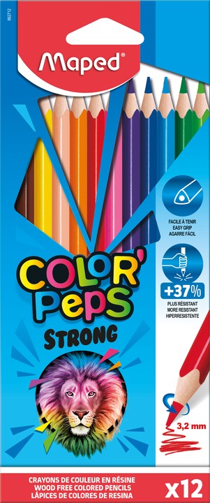 Maped Strong colour pencils Nero Marrone Verde Azzurro Verde chiaro Blu marino Arancione Pesca Rosa Viola Rosso Giallo 12 pz