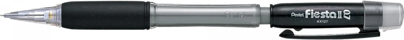 Matita meccanica Pentel Fiesta II HB 07 mm con gomma - Include 2 ricariche - Impugnatura in gomma - Design ergonomico - Nero Matita meccanica Pentel Fiesta II HB 07 mm con gomma - Include 2 ricariche - Impugnatura in gomma - Design ergonomico - Nero