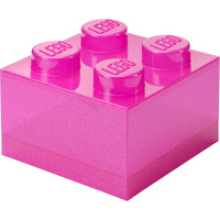 Mattoncino di stoccaggio LEGO 4 con coperchio superiore glitter, Scatola di immagazzinaggio