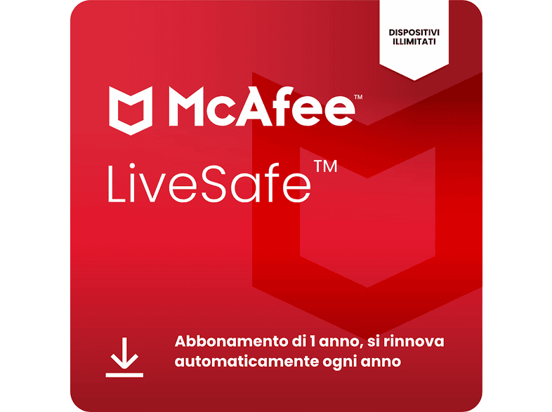 McAfee LiveSafe - Dispositivi illimitati 12 mesi Antivirus, VPN gestore delle password, software di sicurezza [Multipiattaforma] Digitale