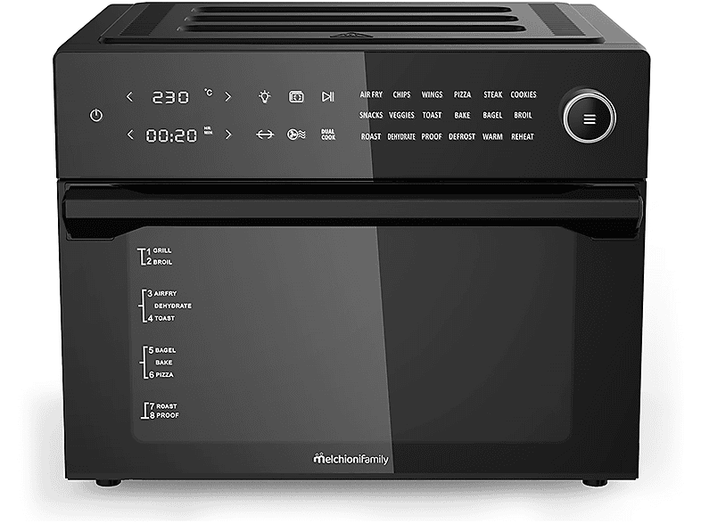 MELCHIONI FAMILY BENEDETTA 30LT FRIGGITRICE AD ARIA, capacità 30 l, Max potenza 1800 W, NERO