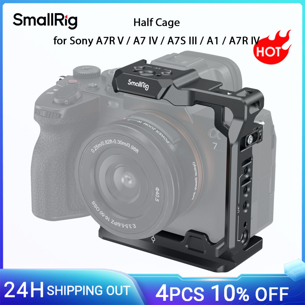 Mezza gabbia per fotocamera SmallRig per Sony Alpha 7R V/Alpha 7 IV/Alpha 7S III/Alpha 1/Alpha 7R IV con pattini freddi -3639