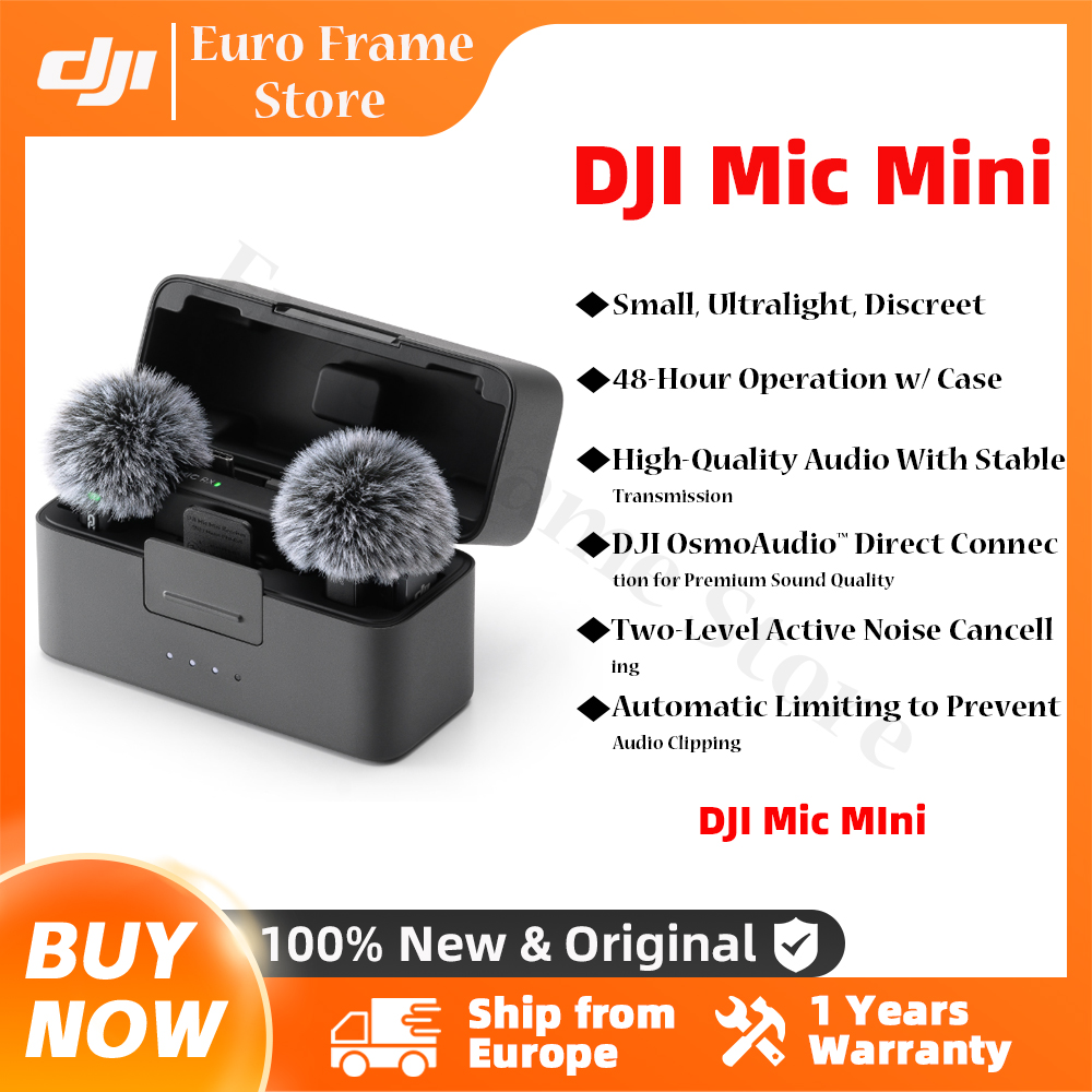 Microfono senza filo DJI Mic Mini (2 trasmettitori + 1 ricevitore)/(1 trasmettitore + 1 ricevitore) con soppressione intelligente del rumore e audio di alta qualità