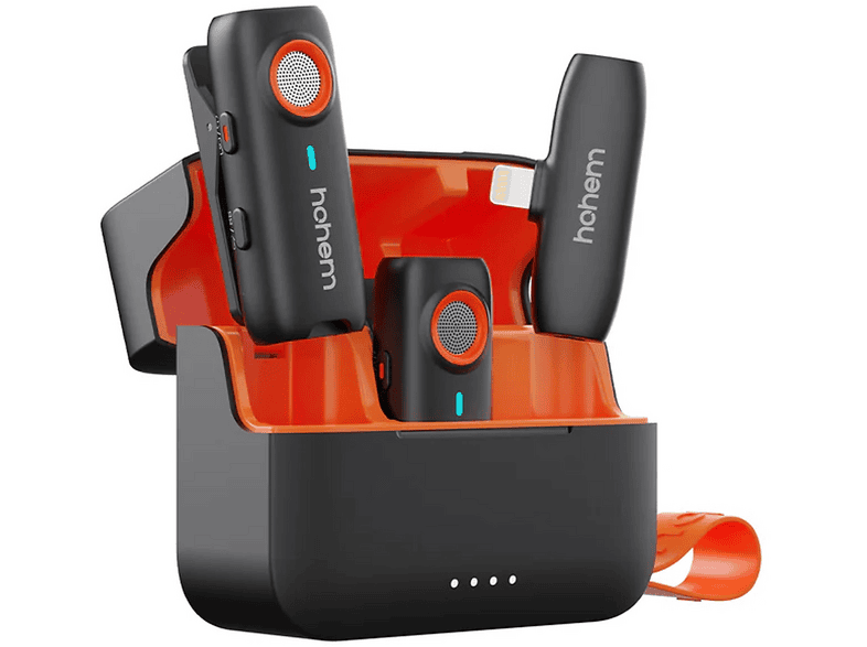 Microfono wireless HOHEM MIC-01 Set Plug & Play 2TX+1RX+ Charging Case (Lighting)