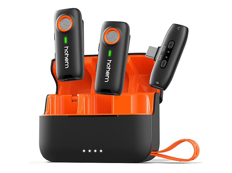 Microfono wireless HOHEM MIC-01 Set Plug & Play 2TX+1RX+ Charging Case (USB C)