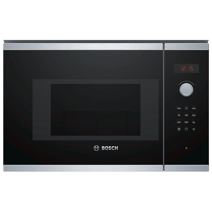 MICROONDE INCASSO BOSCH BEL523MS0, capacità 20 l, potenza microonde max 800 W, Funzione grill, Potenza grill 1000 5 livelli di potenza, Inox/Nero