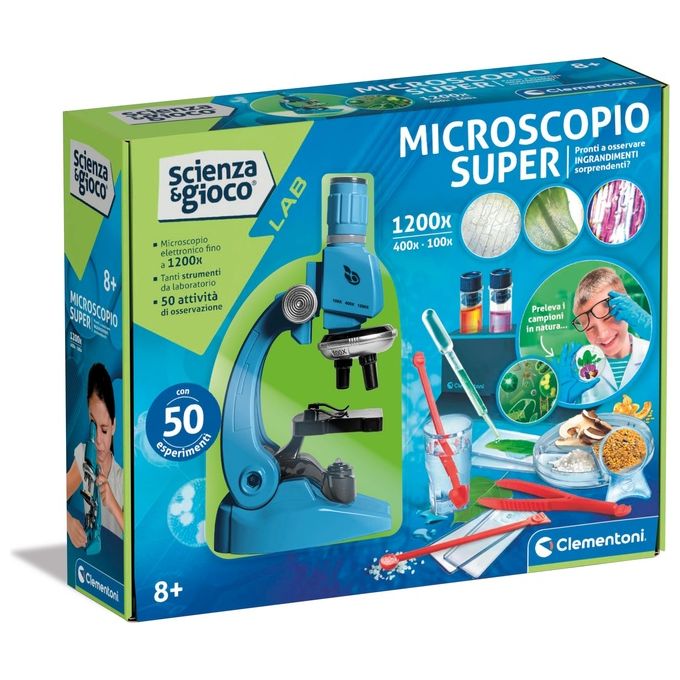 Microscopio giocattolo Super 1200x con accessori SCIENZA E GIOCO 19228